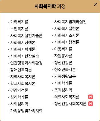 사회복지학 운영과목 보기