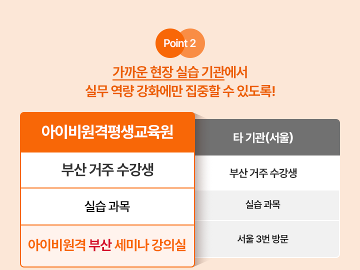 가까운 현장 실습 기관에서 실무 역량 강화에만 집중할 수 있도록!